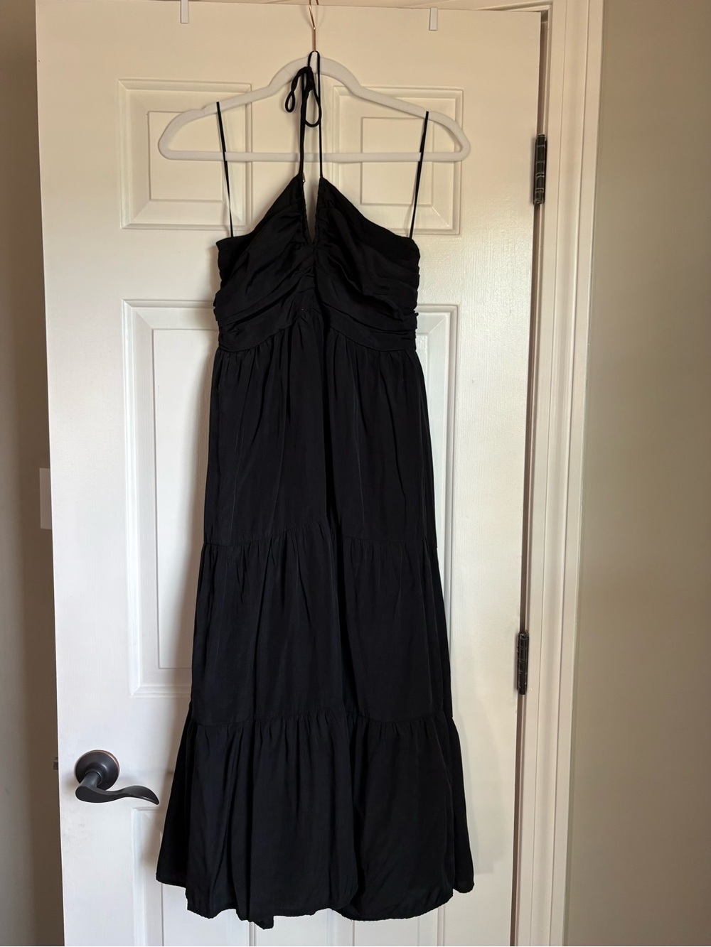 Black Halter Tiered Maxi Dress